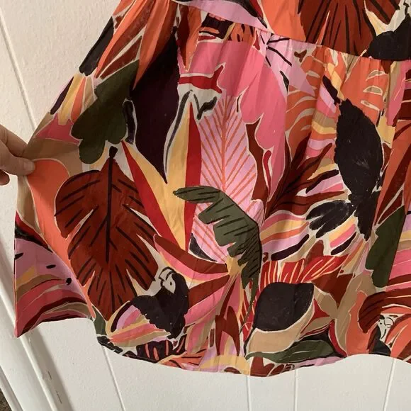 Crystal Sky Womens 3XL Dress Peasant Puff Sleeve Parrot Beachy Tropical Midi NEW - Picture 5 of 12